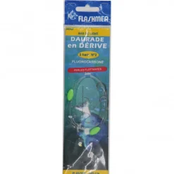 Bas de ligne flashmer daurade en dérive en fluorocarbon 2 hameçons