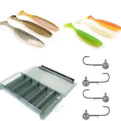 Pack 6 Shad 15cm + 6 Têtes Plombées + Boite